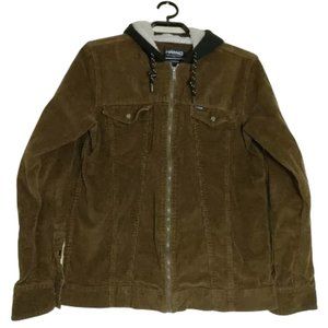 Men's Medium Tony Hawk Fur Hooded Brown Corduroy Jacket - P2